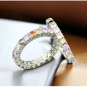 Сребърен пръстен със цветни цирконий