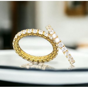 Сребърен,позлатен пръстен с 24к злато и камъни цирконий