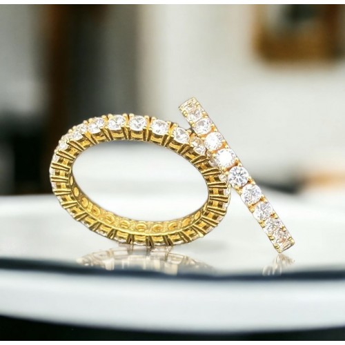 Сребърен,позлатен пръстен с 24к злато и камъни цирконий